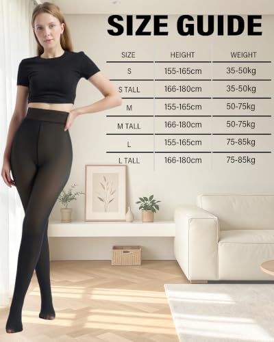 Detalle de HOWIN Collant polaire femme à effet transparent, taille haute et doublure chaude
