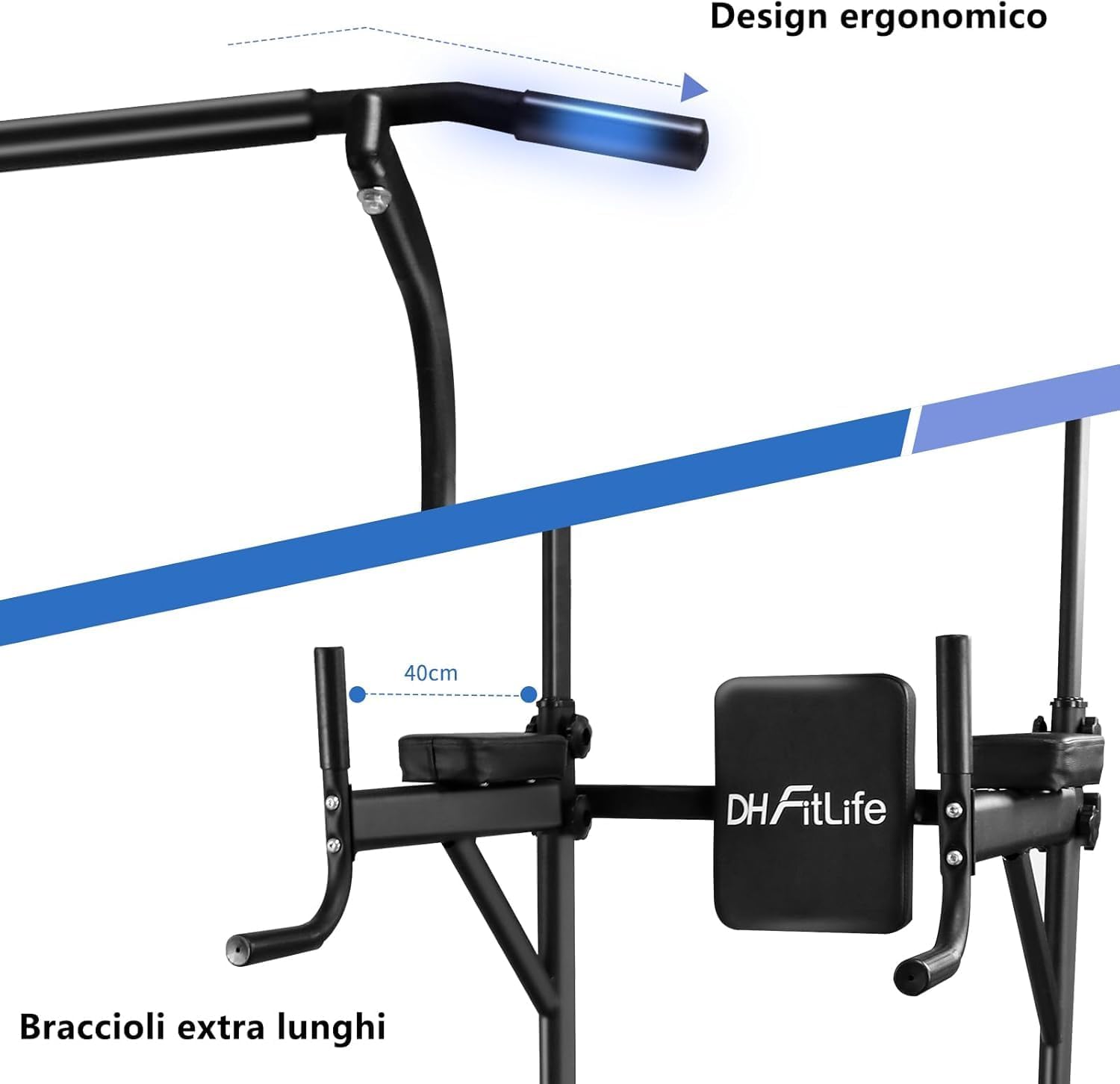 Thumbnail 3 de DH FitLife Power Tower Dip Station: stazione fitness da casa con barra per trazioni e dip