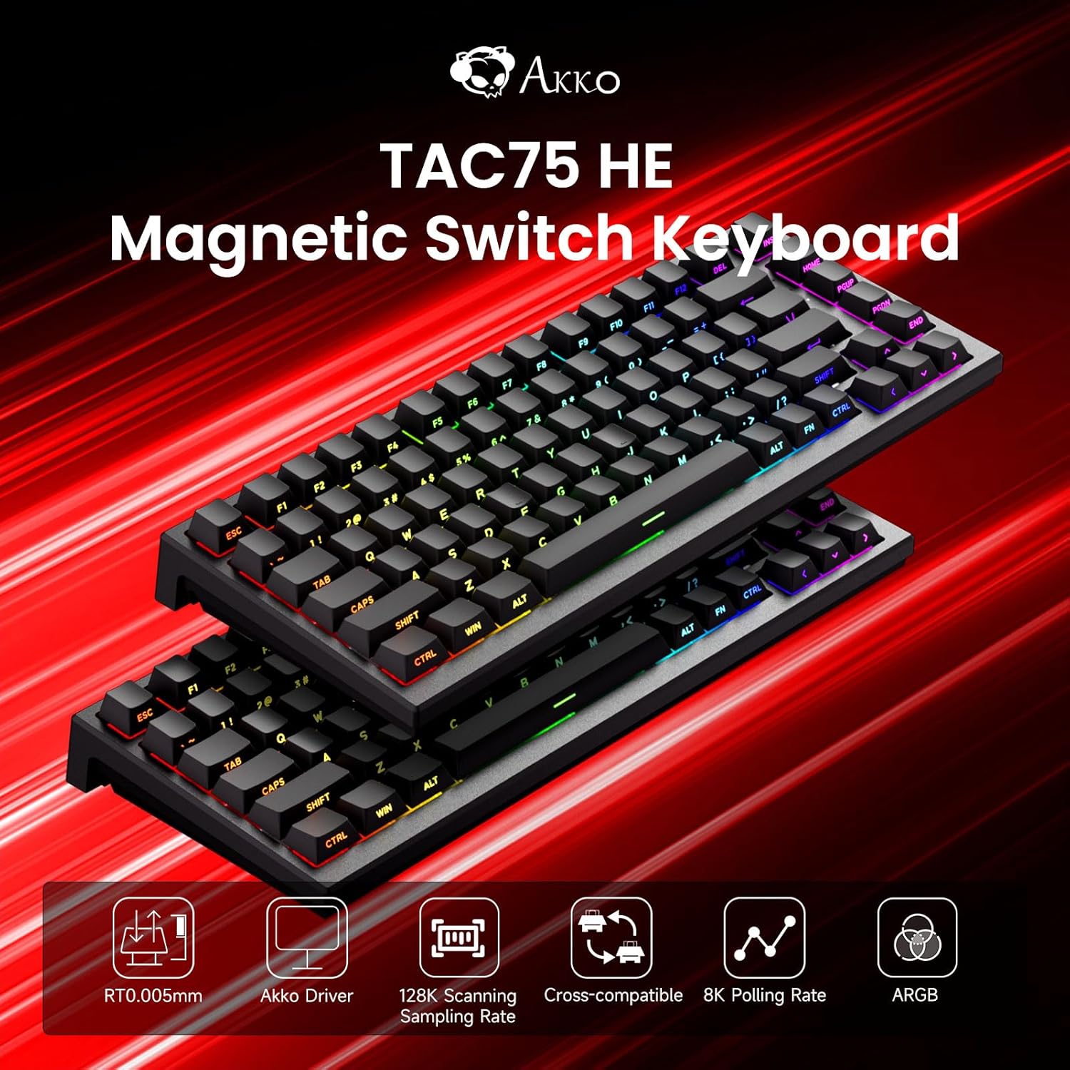 Thumbnail 1 de Akko TAC75 Rapid Trigger Wired Gaming Keyboard with Hall Effect Magnetic Switch
