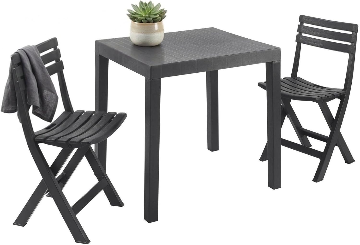Detalle 2 de Dmora Ortisei set salotto da esterno con tavolo e 2 sedie pieghevoli