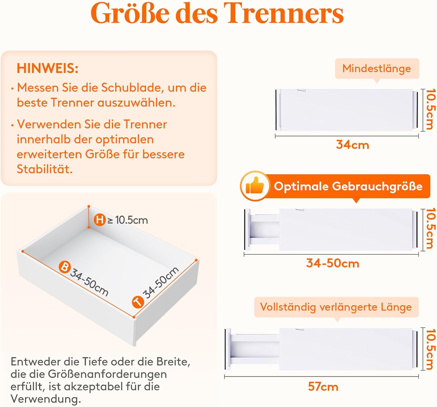 Detalle de Lifewit Schubladentrenner Set 8 für 34–50 cm