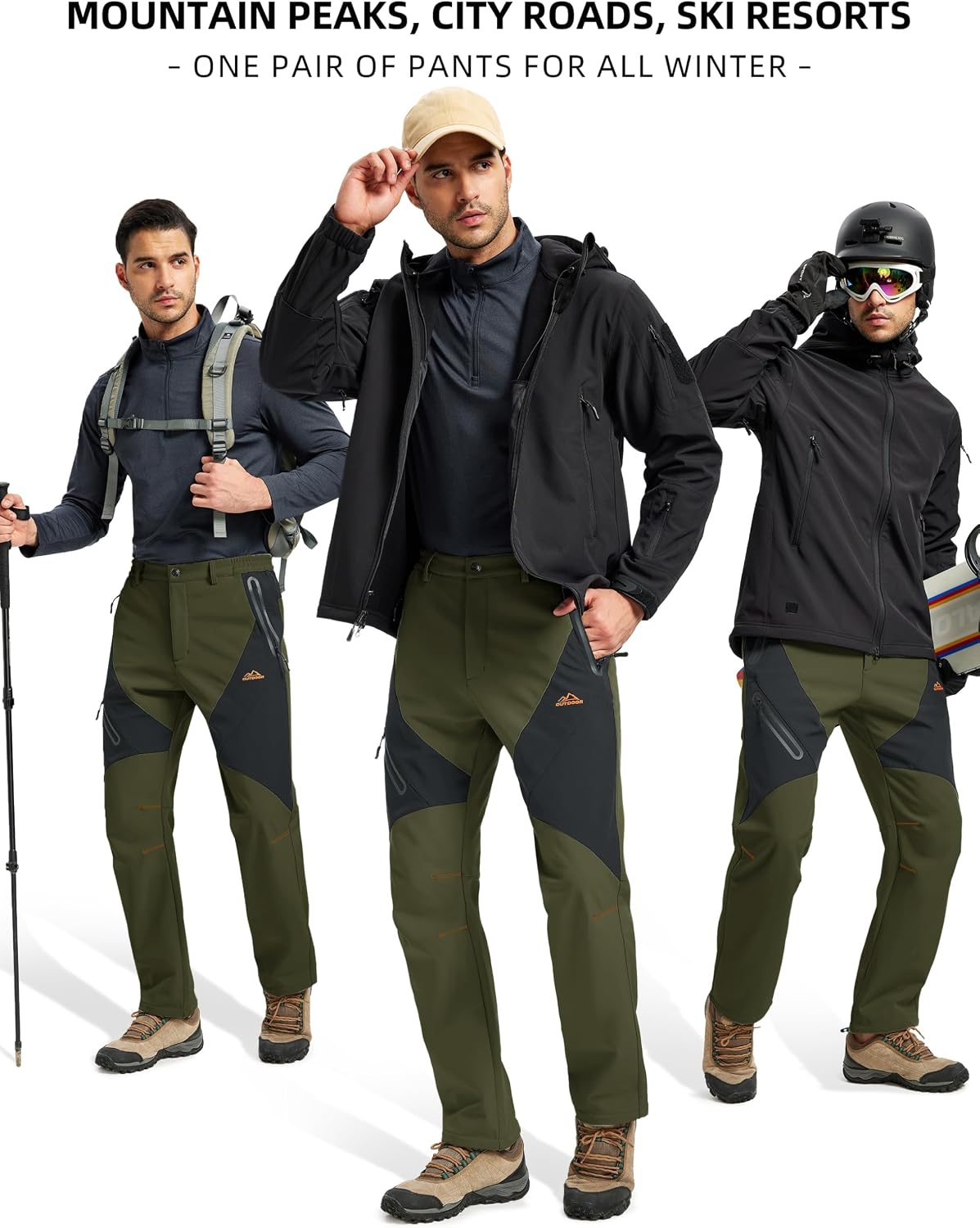 Thumbnail 6 de TACVASEN Men's Winter Snow Pants with Fleece Lining and 4 Zip Pockets