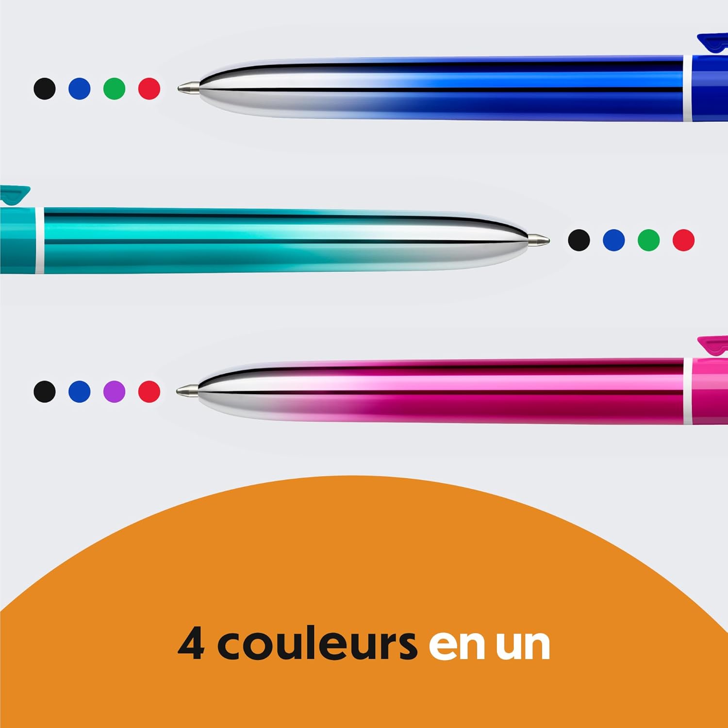 Thumbnail 4 de BIC 4 Couleurs Smooth – Stylos-billes rétractables à pointe moyenne (1 mm) – Pack de 5