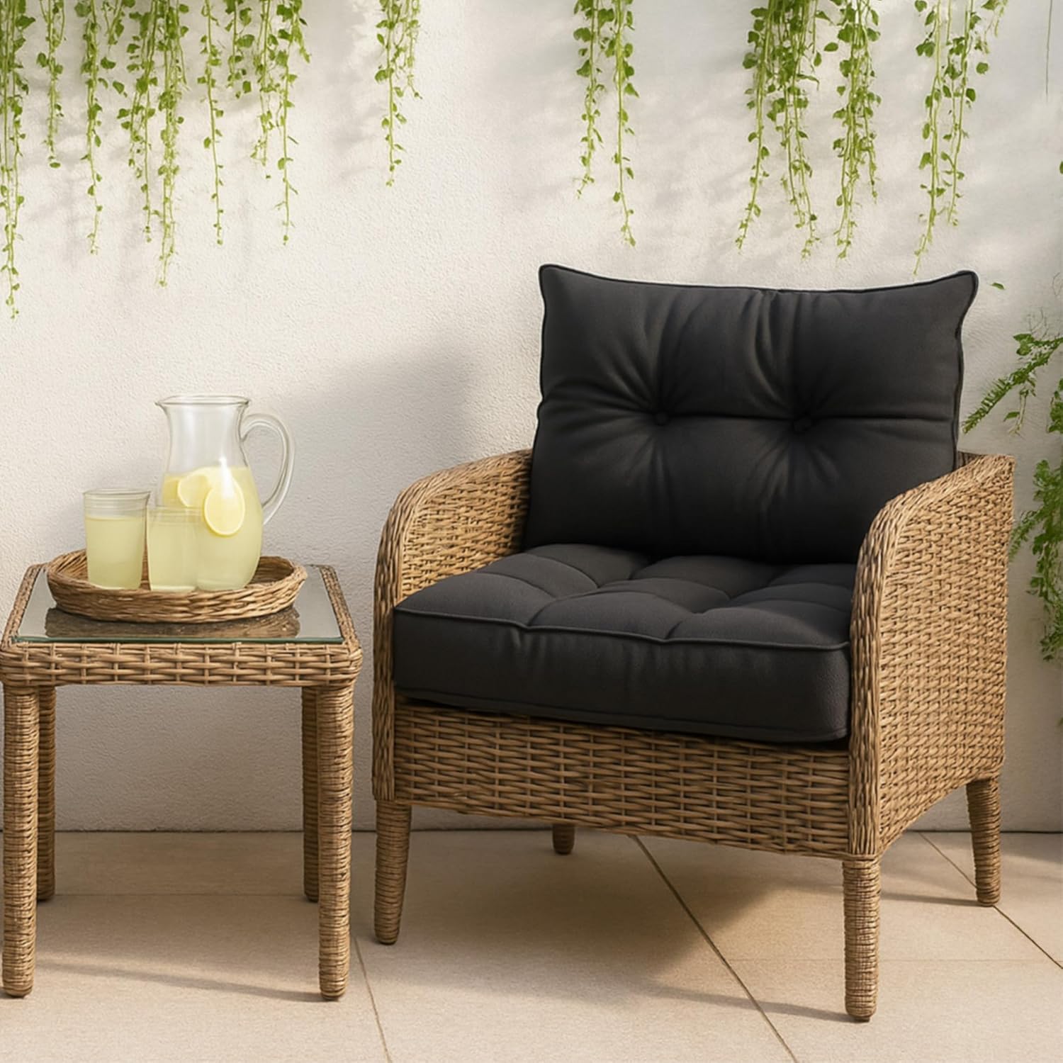 Thumbnail 4 de Amazinggirl Cuscino Lounge Arredo Giardino schienale 40x70 cm – Schienale Rattan, marrone