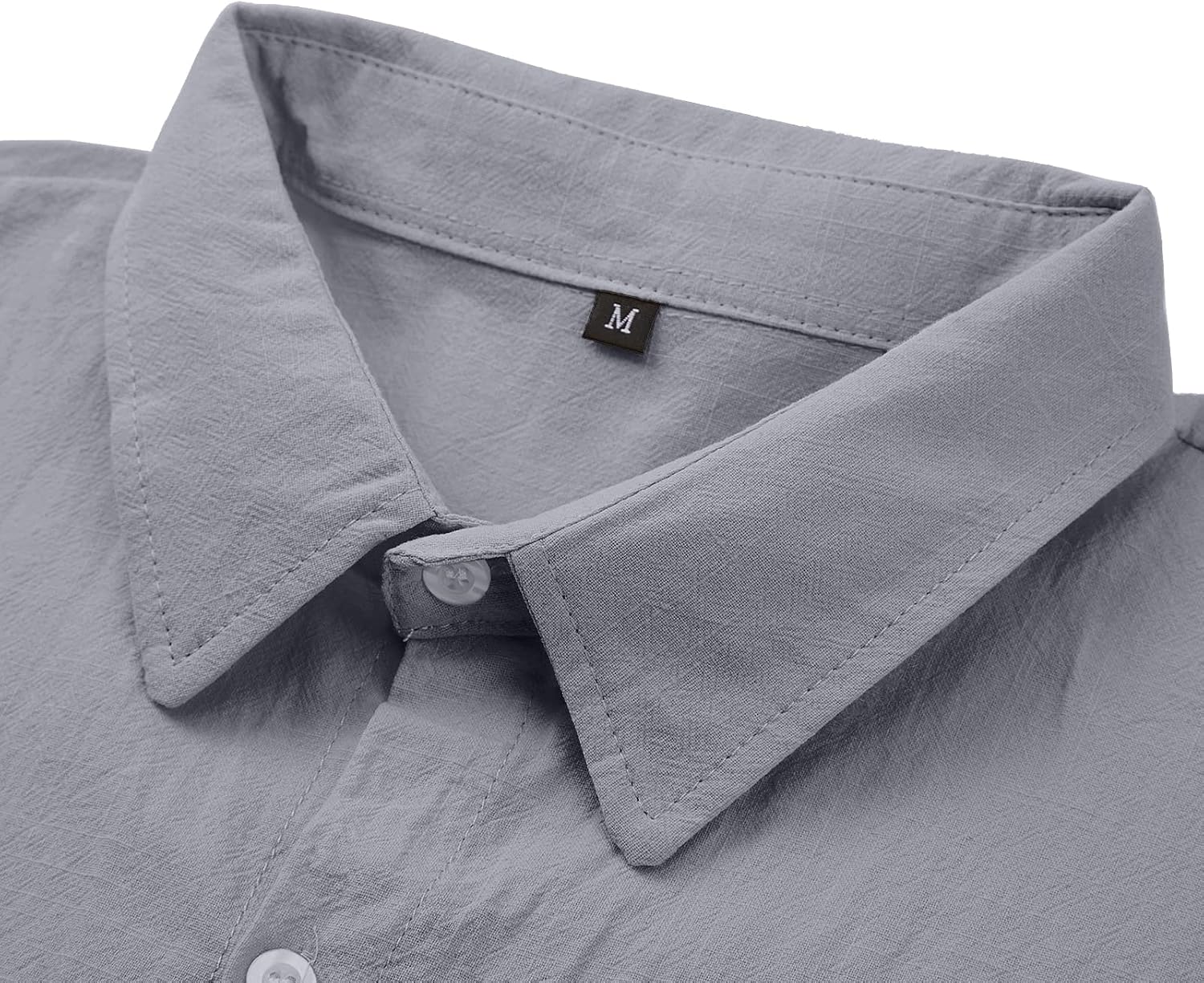 Detalle de Rodawu Mens Linen Cotton Short‑Sleeved Shirt Casual ⛱