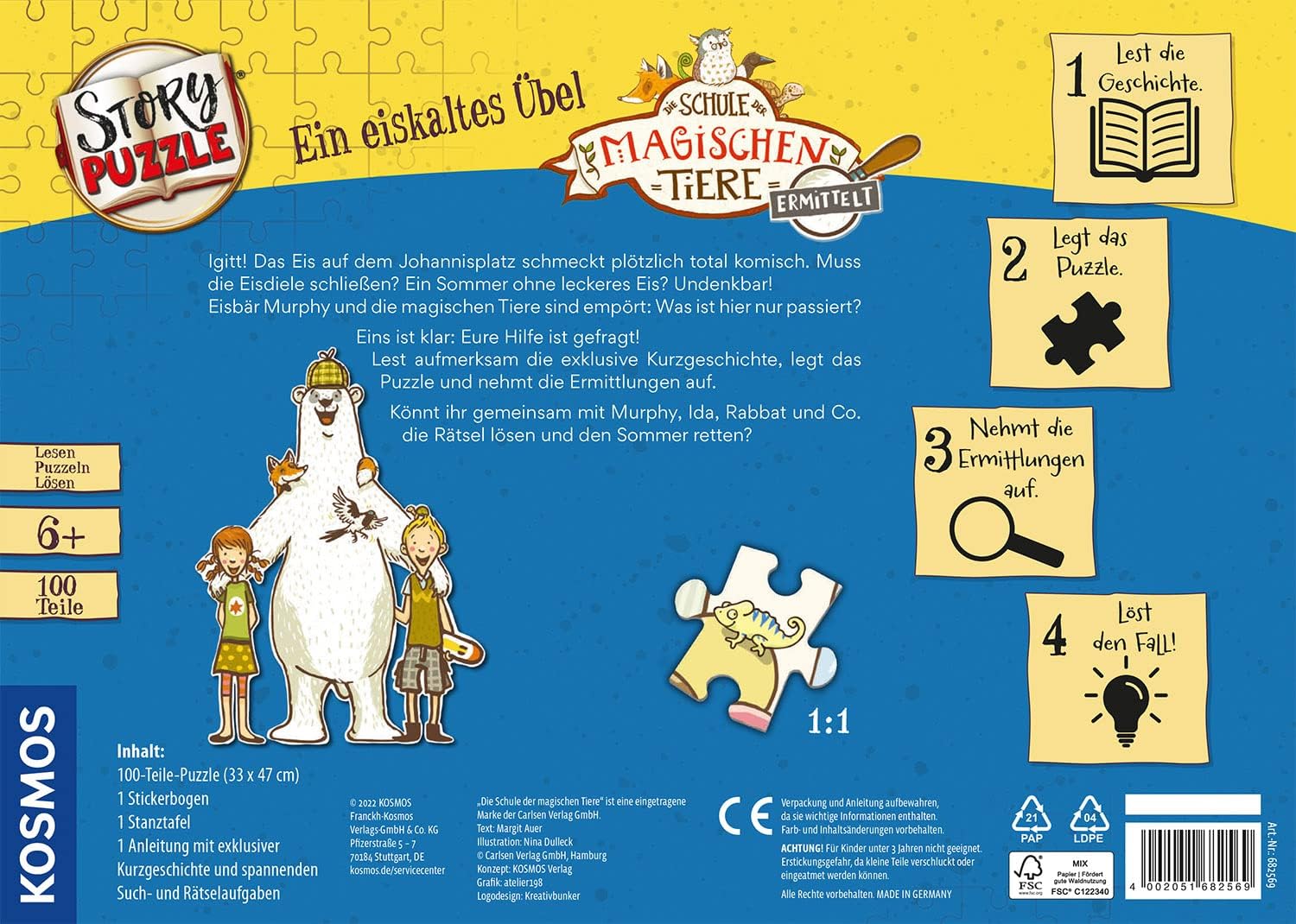 Detalle de Kosmos 682569 Story Puzzle Die Schule der magischen Tiere – EIN eiskaltes Übel, 100 Teile
