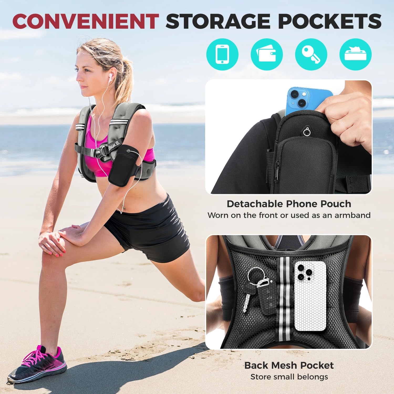 Thumbnail 4 de BAGAIL Weighted Vest 20 lb for Walking and Training