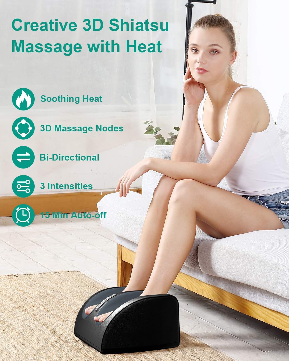 Detalle 2 de LINGTENG Shiatsu Foot Massager with Heat for Calves and Feet 👣