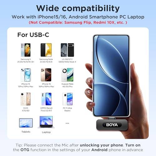 Detalle 2 de BOYA BY-V20, micrófono inalámbrico dual USB-C omnidireccional con reducción de ruido