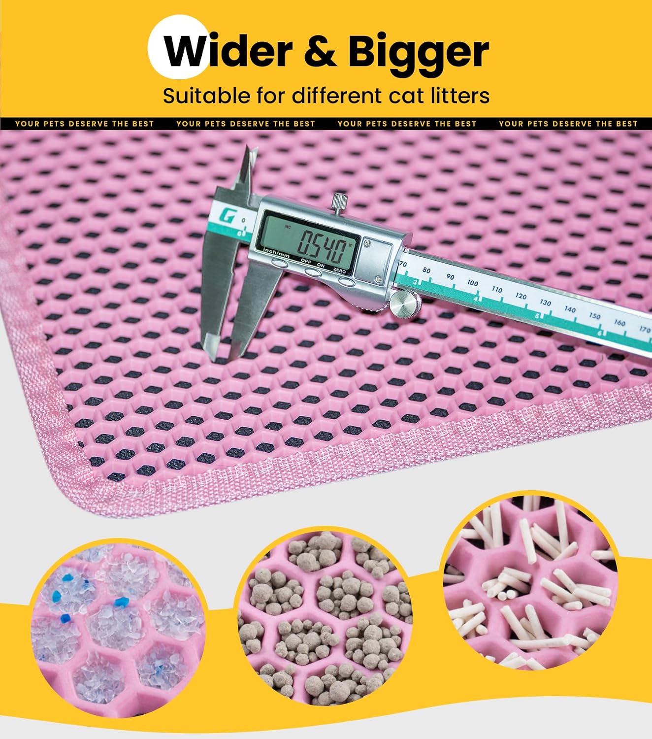 Detalle de Conlun Cat Litter Mat 60x46cm Honeycomb Double Layer – Pink