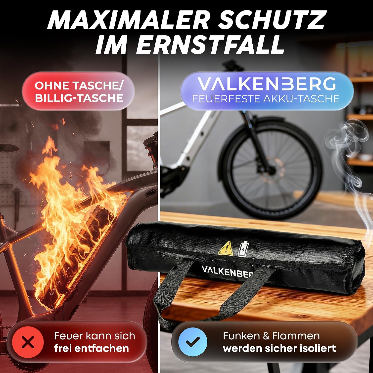 Thumbnail 1 de VALKENBERG E-Bike Akku Tasche (Größe L) – feuerfeste Akkubox mit Kabeldurchführung & Trageschlaufe