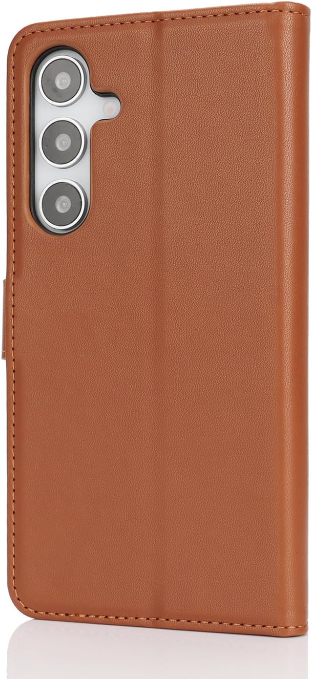 Thumbnail 3 de Zouzt Hülle für Samsung Galaxy S25 Plus – stoßfeste Flip-Lederhülle mit Kartenhalter und verstellbarem Stand (Hellbraun)