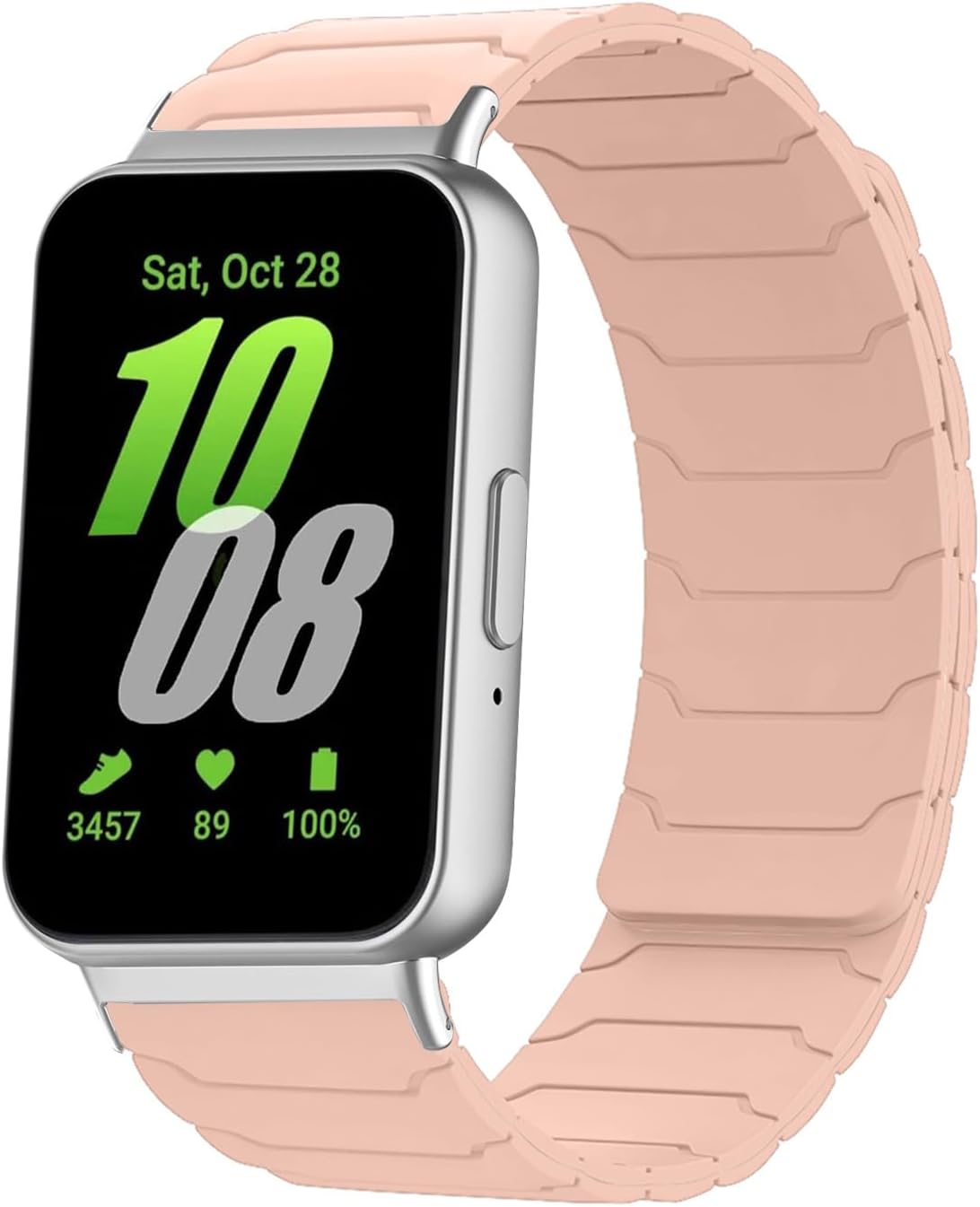 Detalle de Hinnwer Magnetic Strap for Samsung Galaxy Fit 3 (Pink) – Pink Silicone Dual Magnetic Sport Band