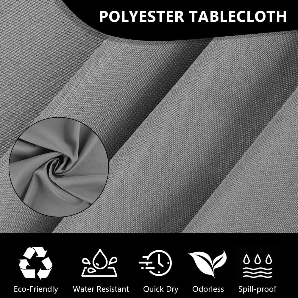 Detalle de AUAUY rond tafelkleed 120 cm in grijs polyester, water- en vuilafstotend