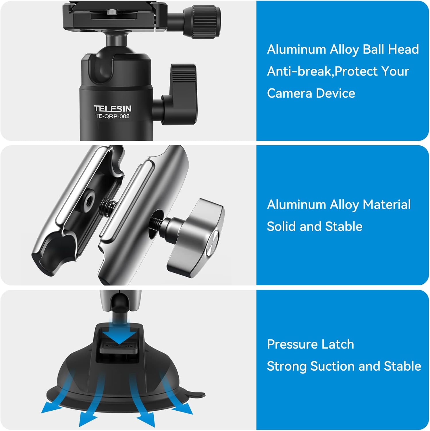 Thumbnail 5 de Triple Suction Cup Car Mount with 360° Rotation for Action Cameras