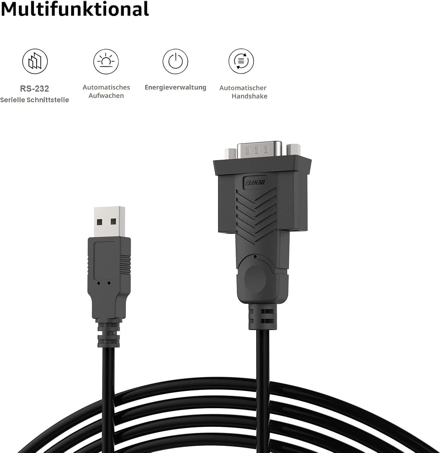 Detalle de BENFEI USB-zu-RS232-Seriellkabel mit DB9 (PL2303) und 1,8 m Länge