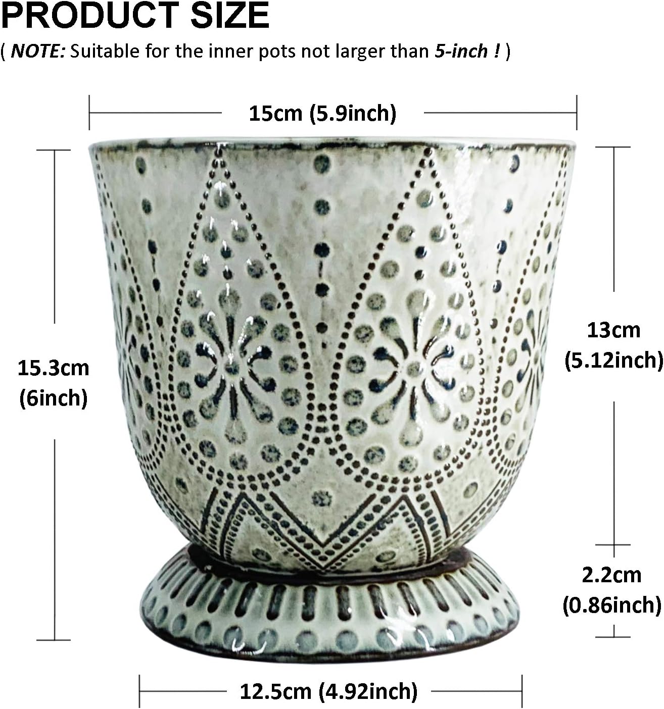 Detalle de Gepege 6 Inch Beaded Ceramic Planter Set (2)