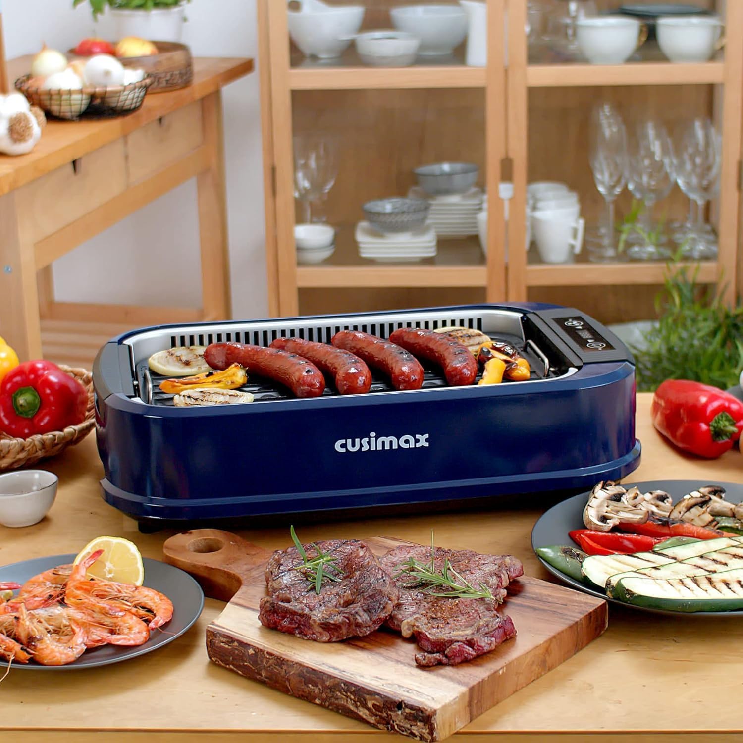 Thumbnail 2 de CUSIMAX Steak Grill 1500W – Elektrischer Tischgrill mit Deckel, Touchpanel und abnehmbarer Grillplatte