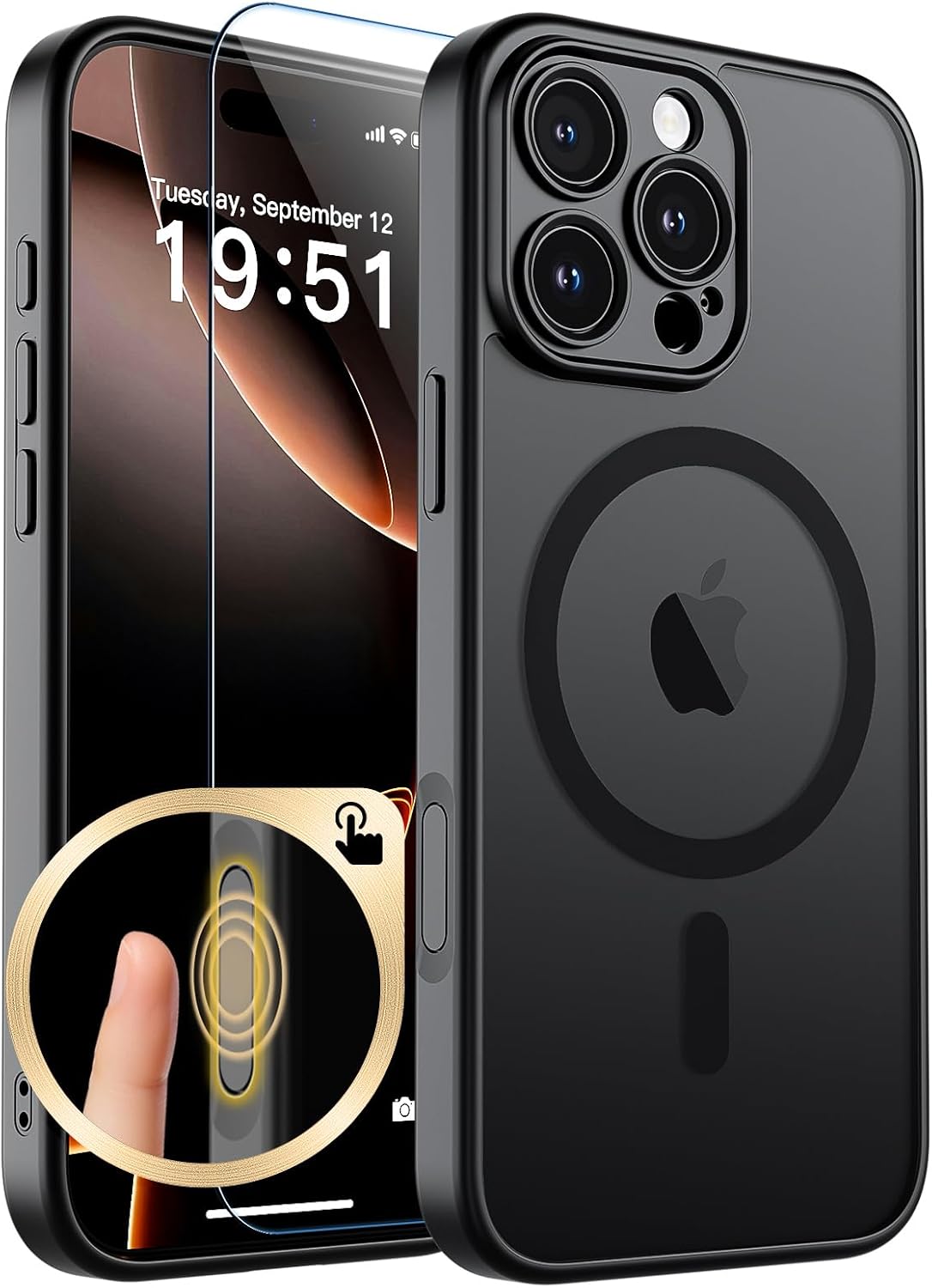 Detalle de SUPFINE Magnetic Case for iPhone 16 Pro with Camera Control Button and Full Camera + 9H Glass Screen Protector