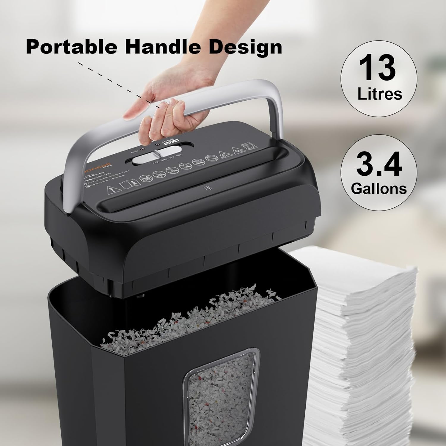 Thumbnail 5 de Bonsaii C237-B 6-Sheet Cross-Cut Paper Shredder, P-4, 3.4-Gallon Bin