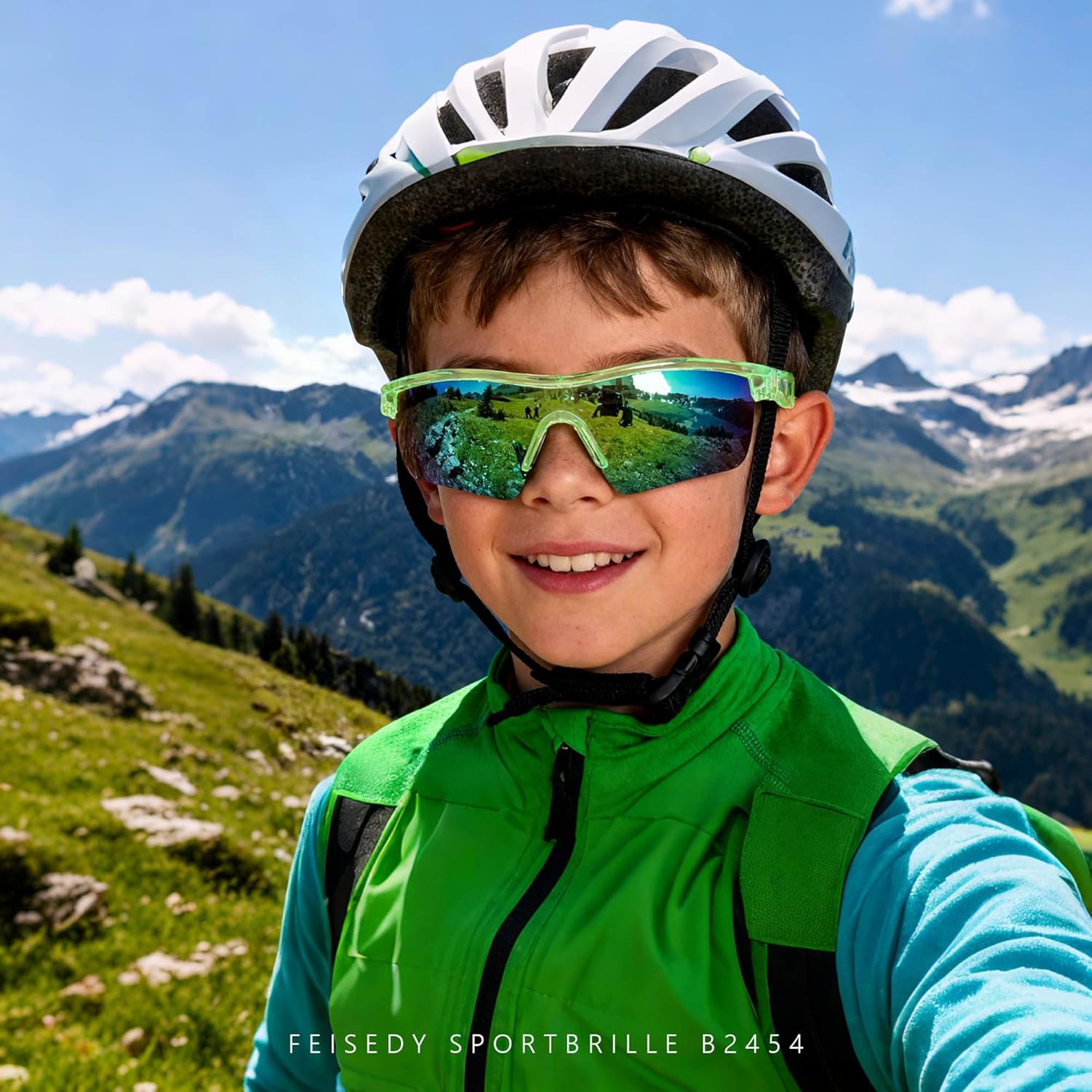 Thumbnail 2 de FEISEDY Occhiali da Sole Sportivi Polarizzati per Bambini 5–12 Anni, Montatura TR90 e Protezione UV400