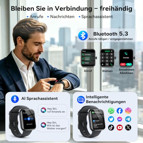 Thumbnail 4 de uaue Smartwatch mit integriertem GPS, 3ATM wasserdicht zum Schwimmen