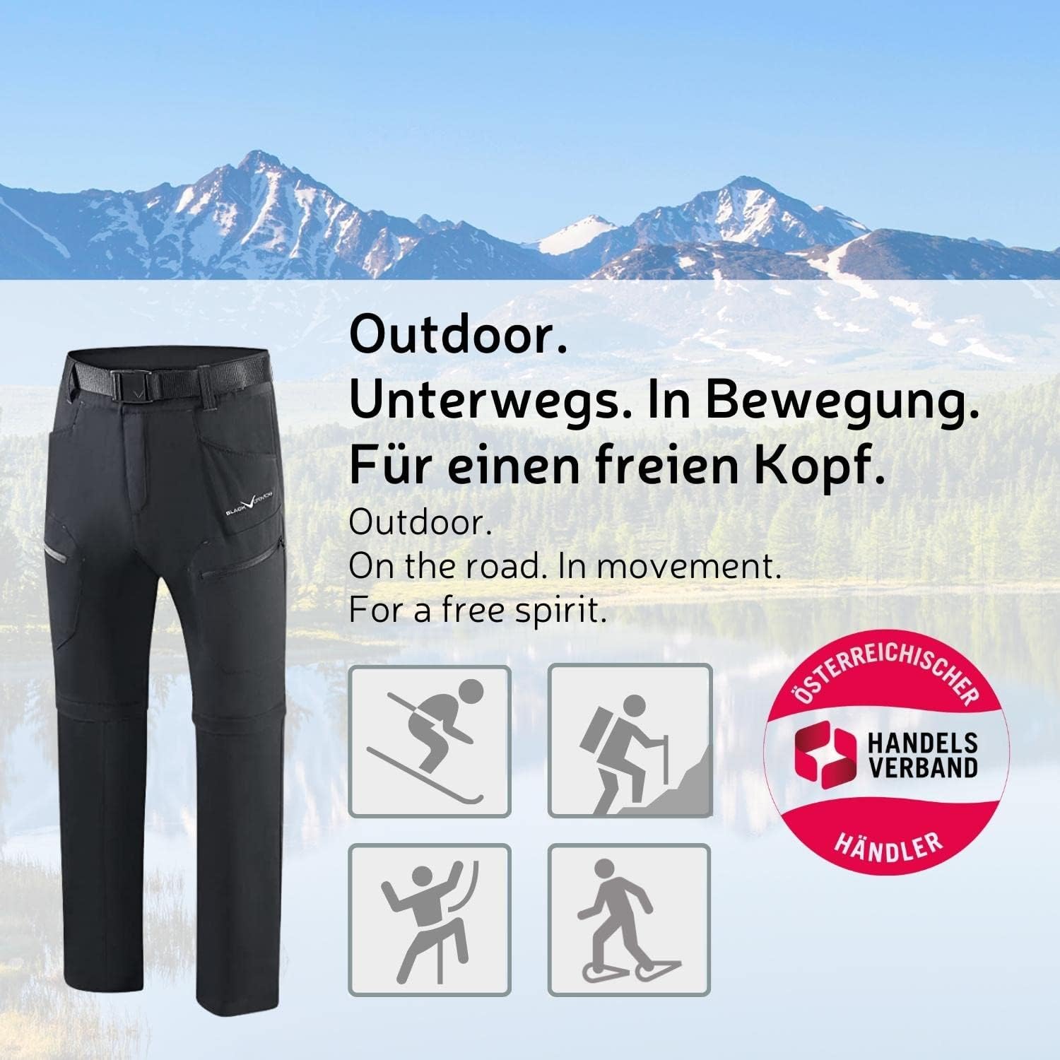 Detalle de Black Crevice Pantaloni da Trekking da Uomo con Zip Off Leg: comfort, traspiranti e versatili