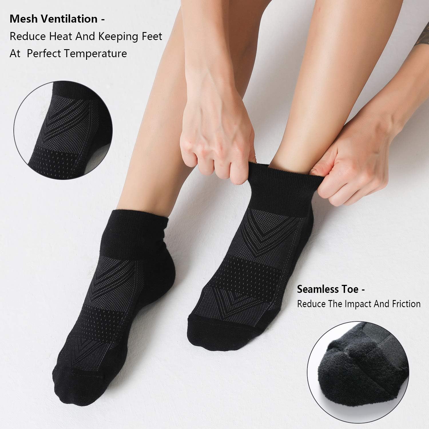 Detalle de CS CELERSPORT 6-Pack Men's Cushioned Ankle Socks for Running and Training