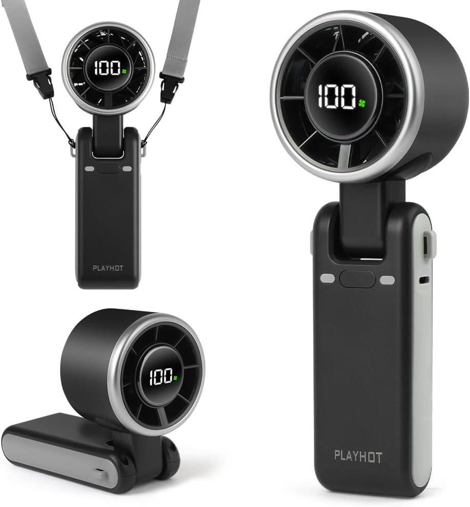 Detalle de AUAUY 5658732 portabel turbofläkt, 5 hastigheter och 3 600 mAh