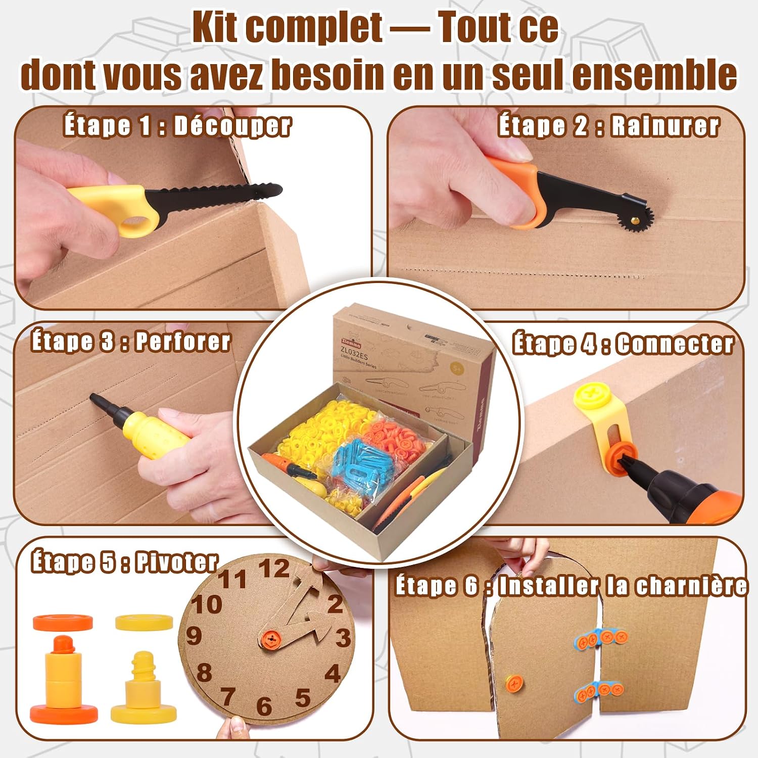 Detalle de ZLemma Kit Outils Créatifs en Carton 401 Pièces – Coffret éducation et bricolage créatif pour enfants