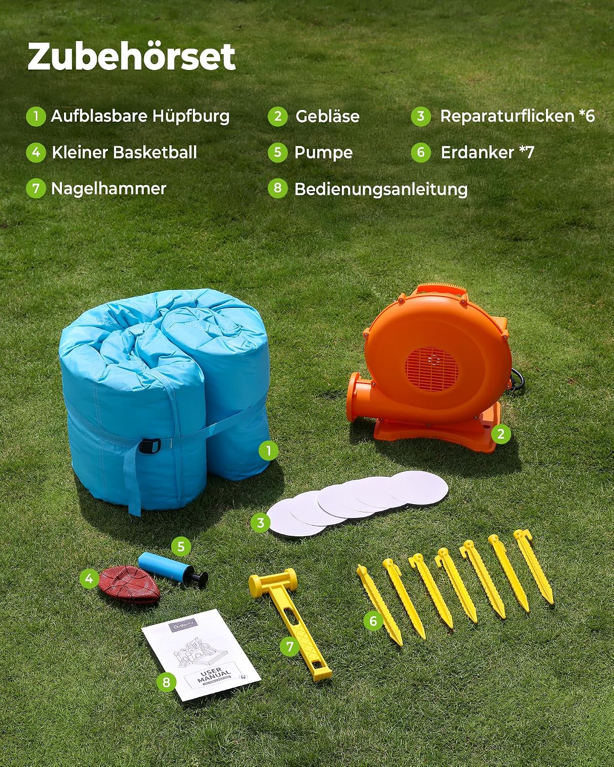 Thumbnail 6 de Outfunny Hüpfburg für Kinder 3-12 Jahre mit Rutsche – Gebläse 450W, Indoor & Outdoor