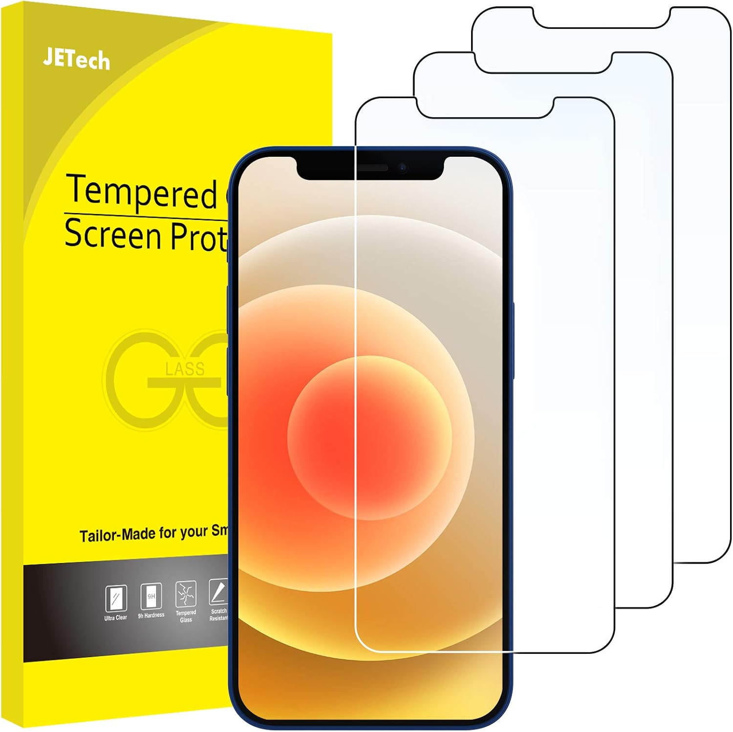 Detalle de JETech Schutzfolie iPhone 12/12 Pro 6,1 Zoll 3er Pack
