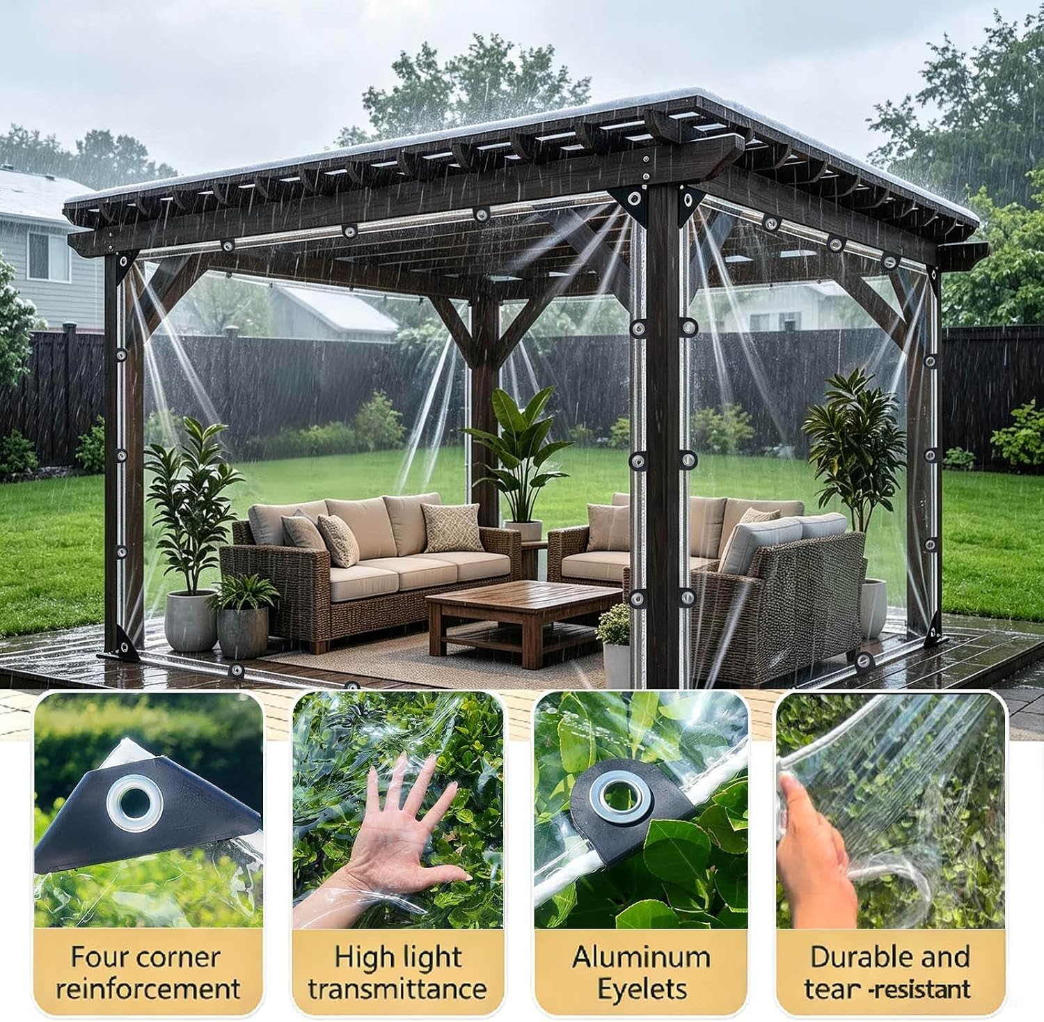 Thumbnail 1 de Clear PVC Tarp 8x8 ft