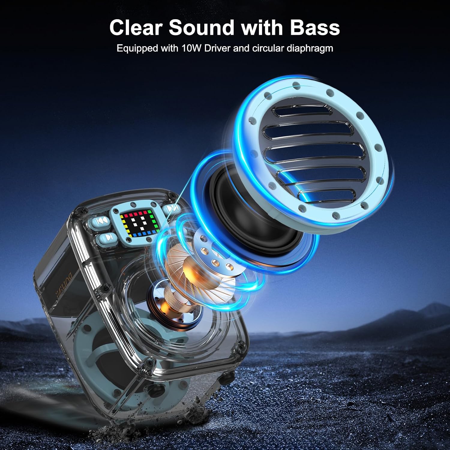 Detalle 2 de BOHINI Small Bluetooth Speaker with Crystal Stereo Sound