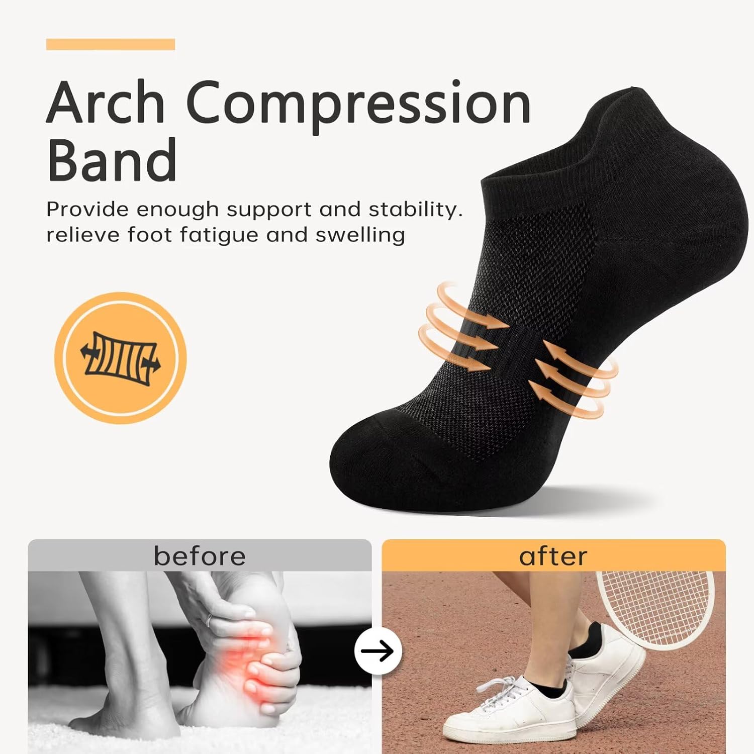Detalle 2 de EKSHER 10 Paar Sneaker Socken aus Baumwolle – atmungsaktive Kurzsocken für Sport & Alltag