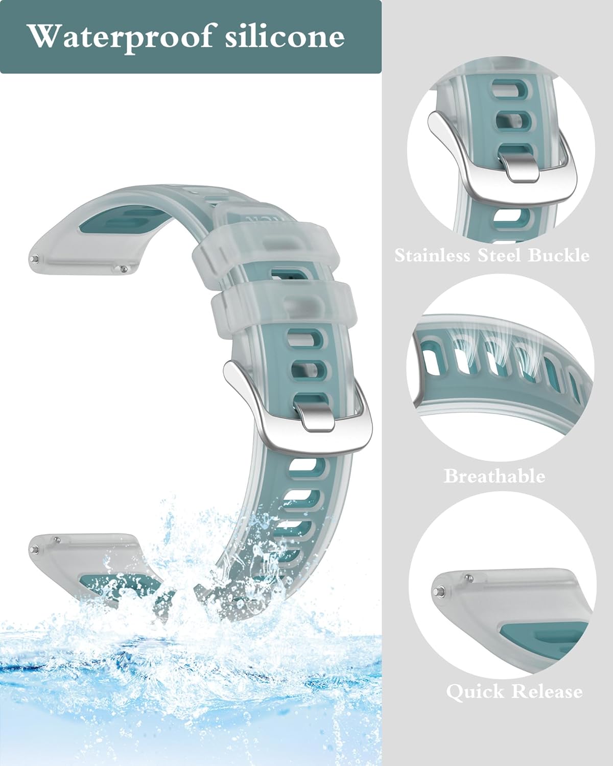Detalle de Gittos Silikon Armband 22mm – kompatibel mit Garmin Forerunner, Vívoactive/Venu Serie