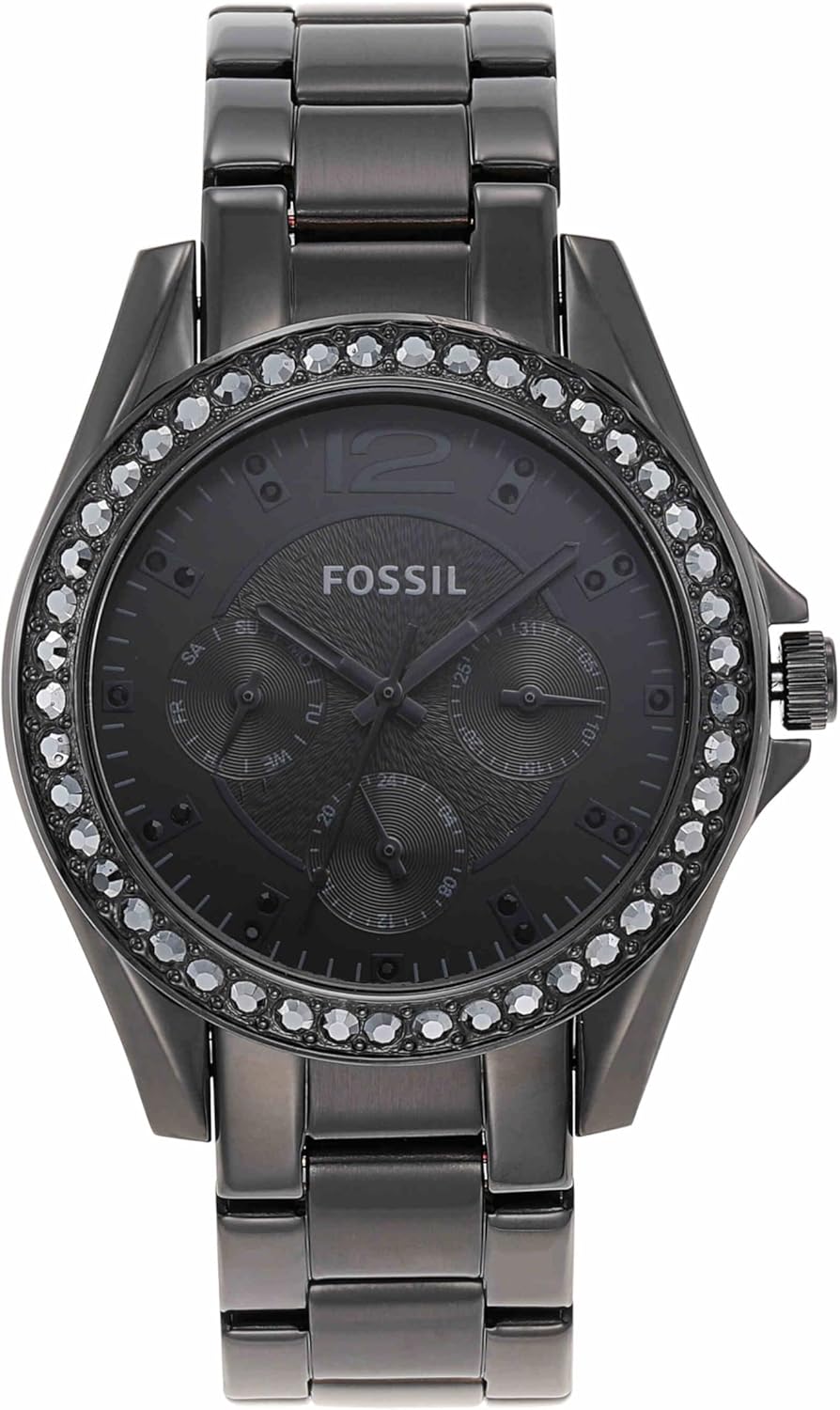 Detalle de Fossil Orologio Riley da donna: cronografo quartz, cassa 38 mm e cinturino intercambiabile in acciaio o pelle