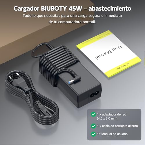 Thumbnail 6 de BIUBOTY cargador para portátil HP de 45 W, 19,5 V y conector 4,5 × 3,0 mm