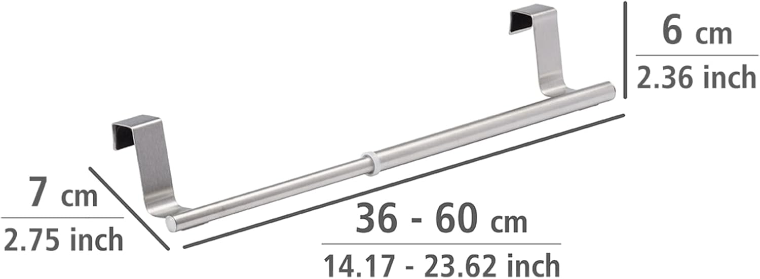Detalle de Toallero per porta telescópico 60 cm: barra estensibile in acciaio inox per salviette e canovacci