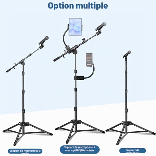 Thumbnail 3 de GUITTO GMS-04: Support de micro sur pied avec bras réglable et support pour téléphone/tablette