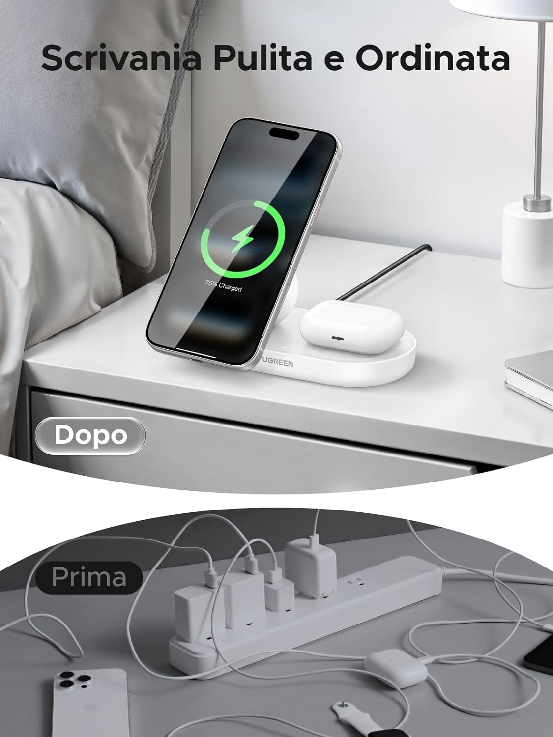 Thumbnail 6 de UGREEN Zapix Caricatore Wireless iPhone Qi2 25W 2-in-1 con supporto magnetico (Qi2, bianco)