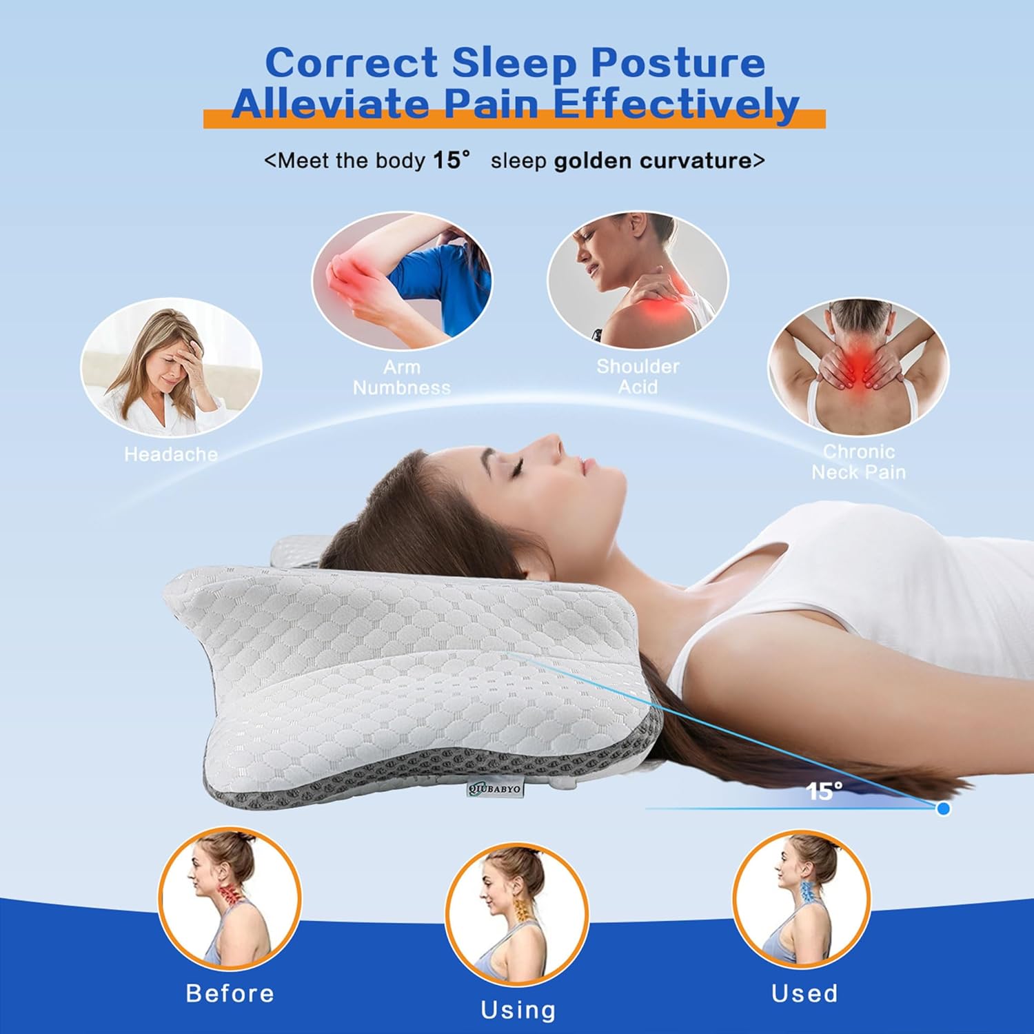Detalle 1 de Pain Relief Cervical Pillow, adjustable loft