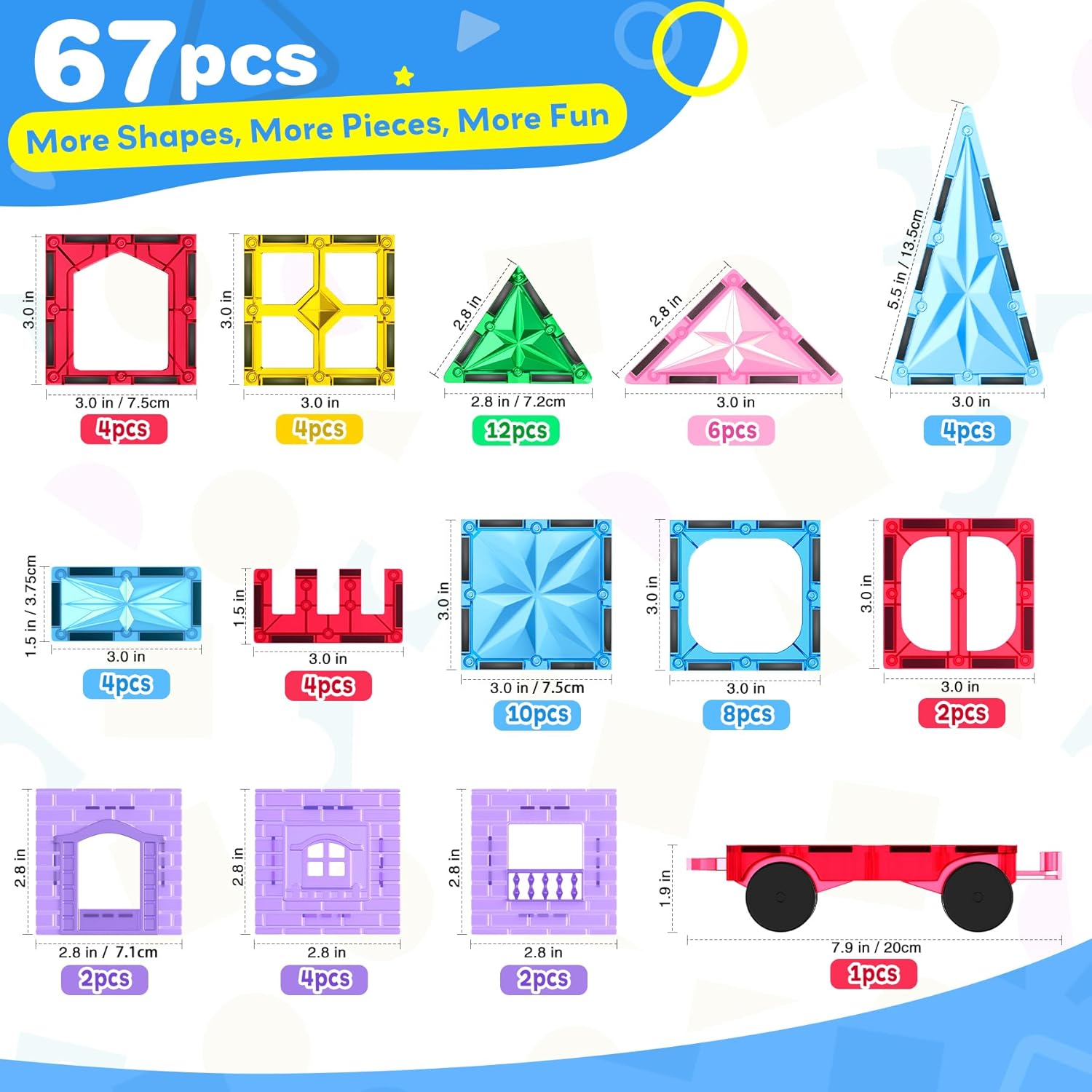 Thumbnail 4 de WOOBLO Magnetische Bausteine (67 Teile) – Magnetspiel STEM/Montessori für Kinder ab 3 Jahren