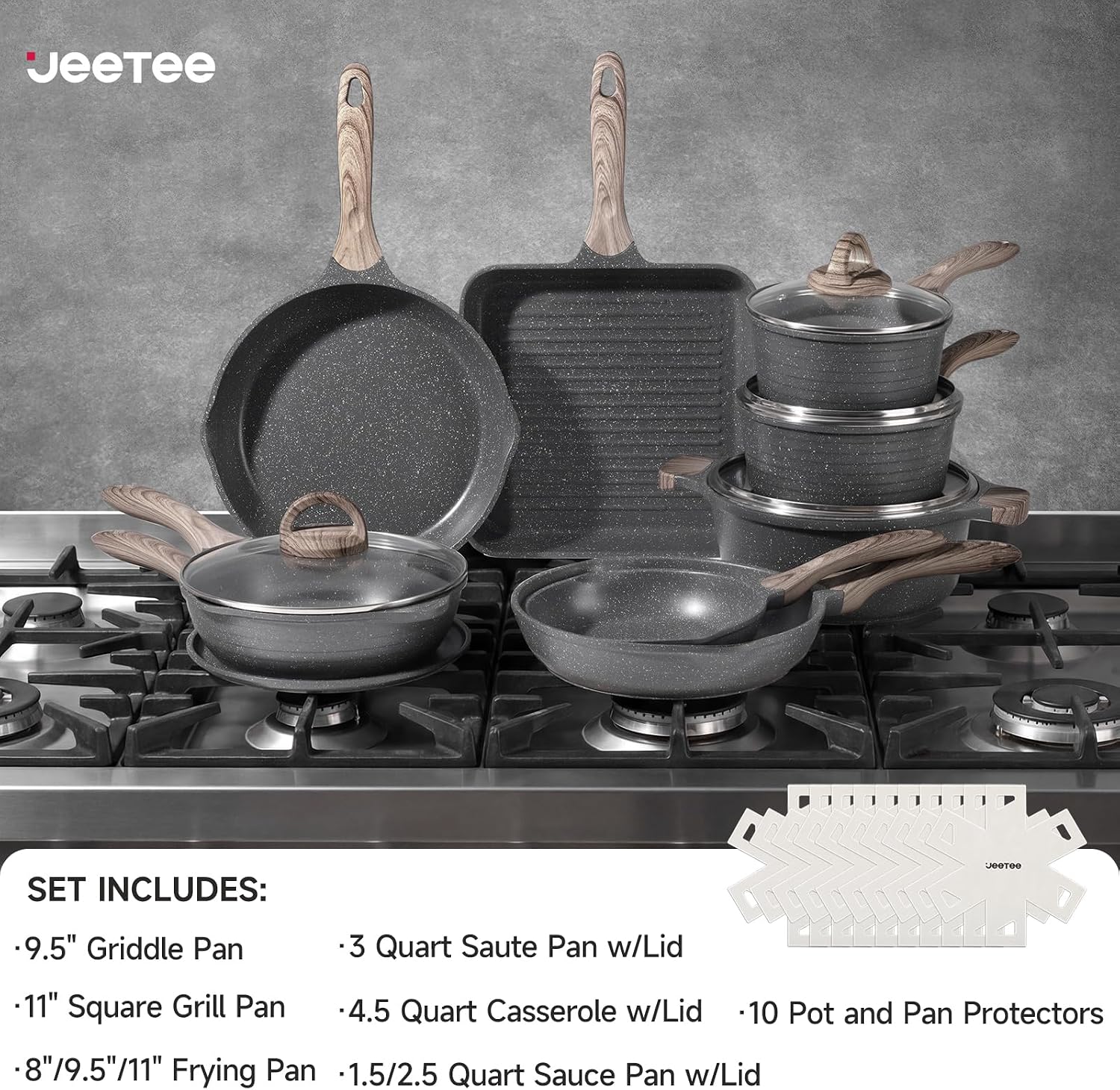 Detalle 2 de JEETEE 23pc Non-Stick Cookware Set