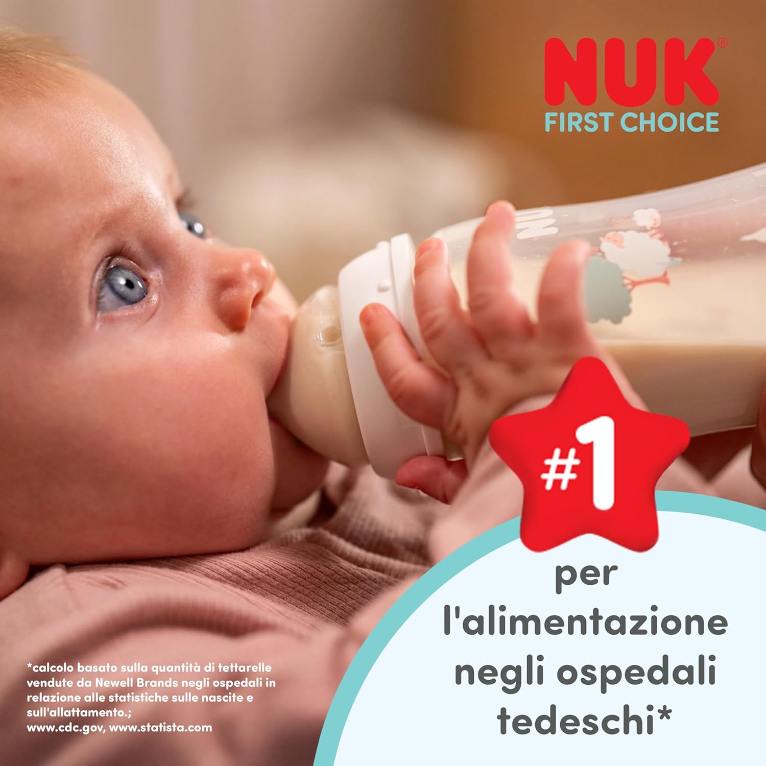 Detalle de NUK First Choice Biberon 240 ml – Confezione da 4, anti-coliche, indicatore di temperatura