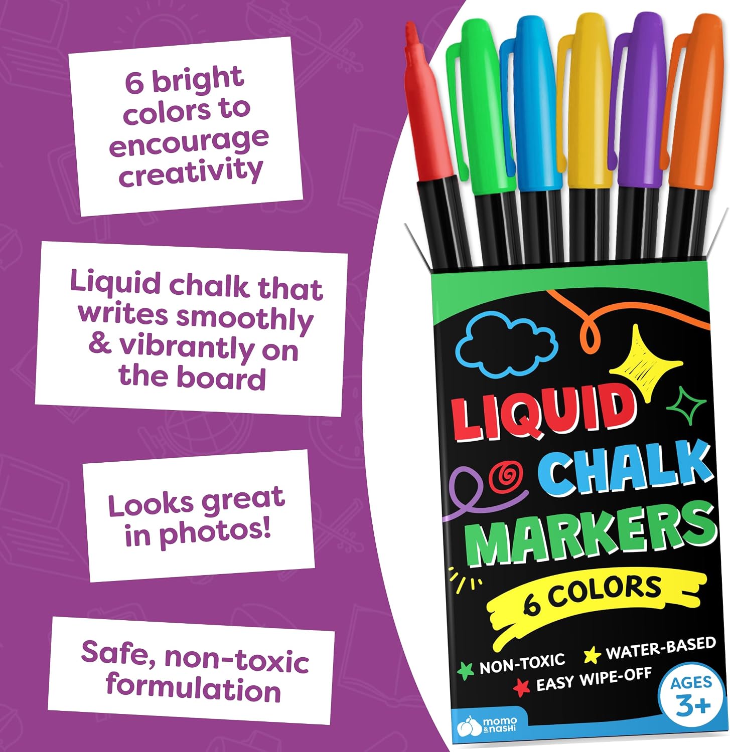 Thumbnail 3 de Momo & Nashi First Day of School Sign Board with Liquid Chalk Markers (14”x11” Double-Sided, Reusable)