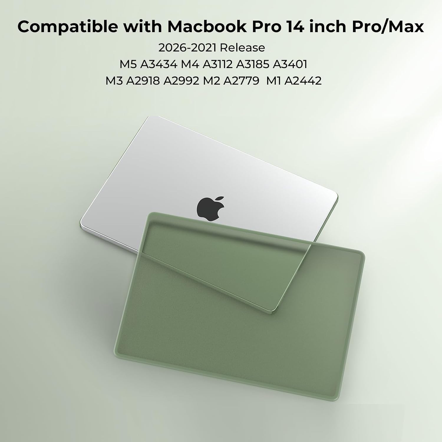 Thumbnail 5 de BlueSwan Case for 14-inch MacBook Pro (M1–M6/2021–2026): TPU Frame + Frosted Green Ultra-thin Protective Cover