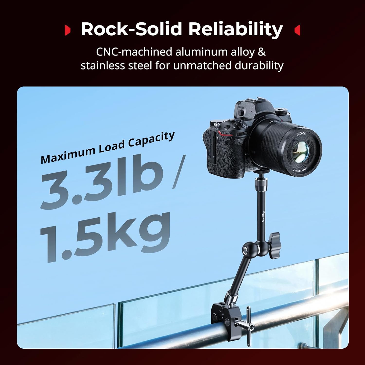 Thumbnail 4 de SMALLRIG Magic Arm Clamp with 1/4" Screw — 11-Inch Integrated Arm for MagSafe, Android, Action Cameras and More (5604)