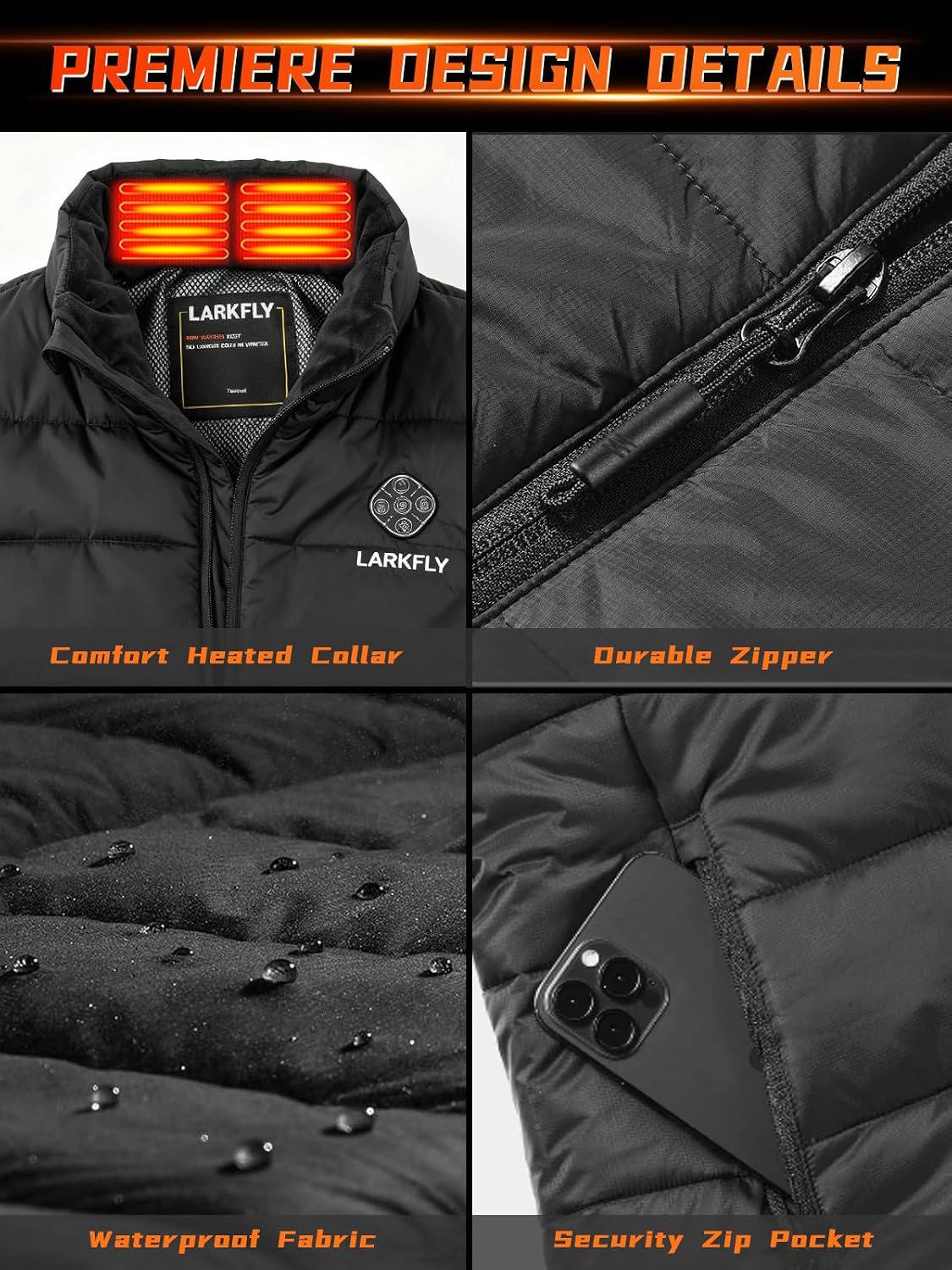 Detalle de Larkfly Heated Vest with 7.4V Battery