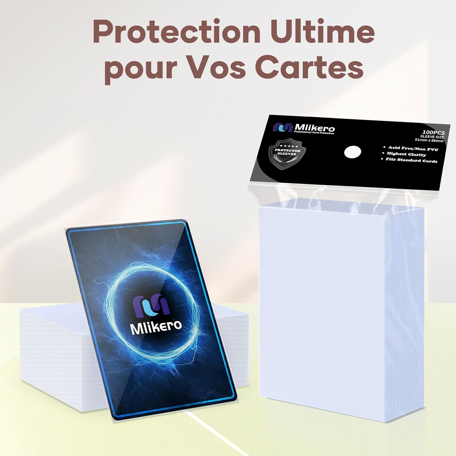 Detalle de Mlikero 1000 Sleeves Carte Souple – Protège-cartes 66 × 91 mm, polypropylène sans PVC